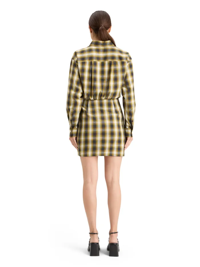 Women FLANNEL MINI WRAP DRESS Olive Check Scotch and Soda Dresses and Jumpsuits Women FLANNEL MINI WRAP DRESS Olive Check Scotch and Soda Dresses and Jumpsuits