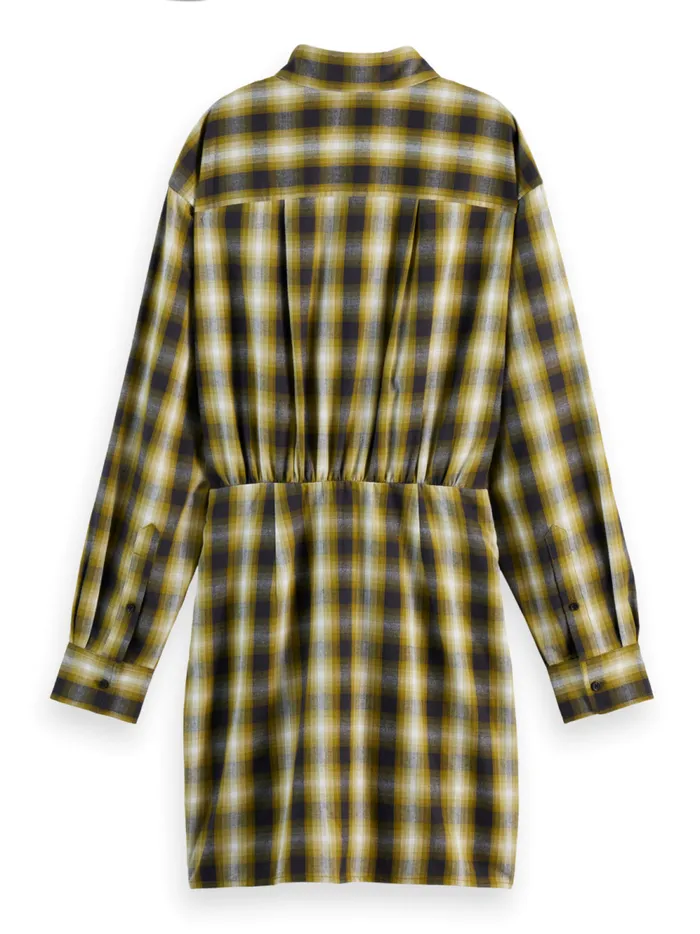 Women FLANNEL MINI WRAP DRESS Olive Check Scotch and Soda Dresses and Jumpsuits Women FLANNEL MINI WRAP DRESS Olive Check Scotch and Soda Dresses and Jumpsuits