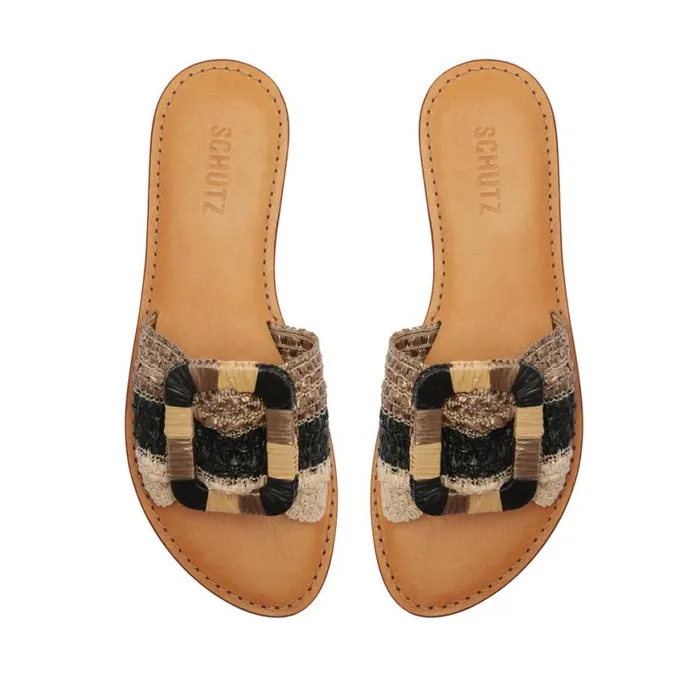 Women Flats Schutz Shoes Cinna Flat Sandal Gold
