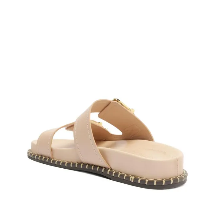 Women Flats Schutz Shoes Naomi Sporty Leather Sandal Beige