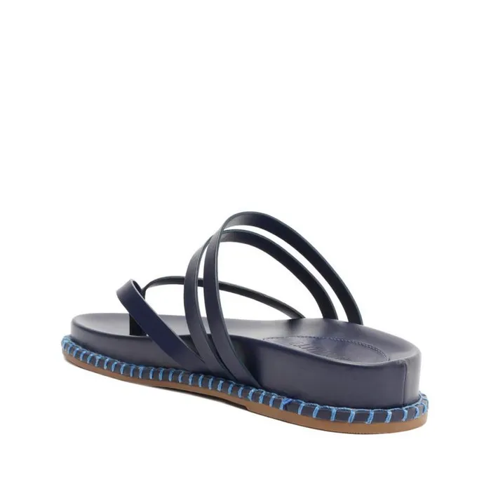 Women Flats Schutz Shoes Rania Sporty Leather Sandal Blue