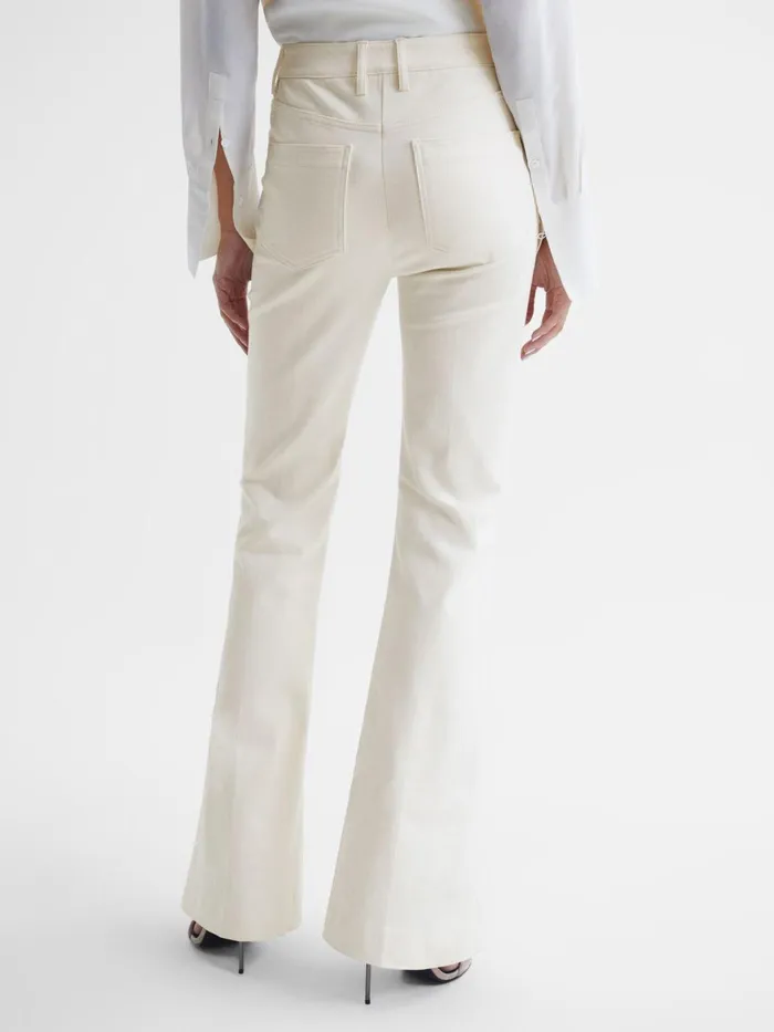 Women Florence High Rise Flared Trousers Cream Reiss Trousers