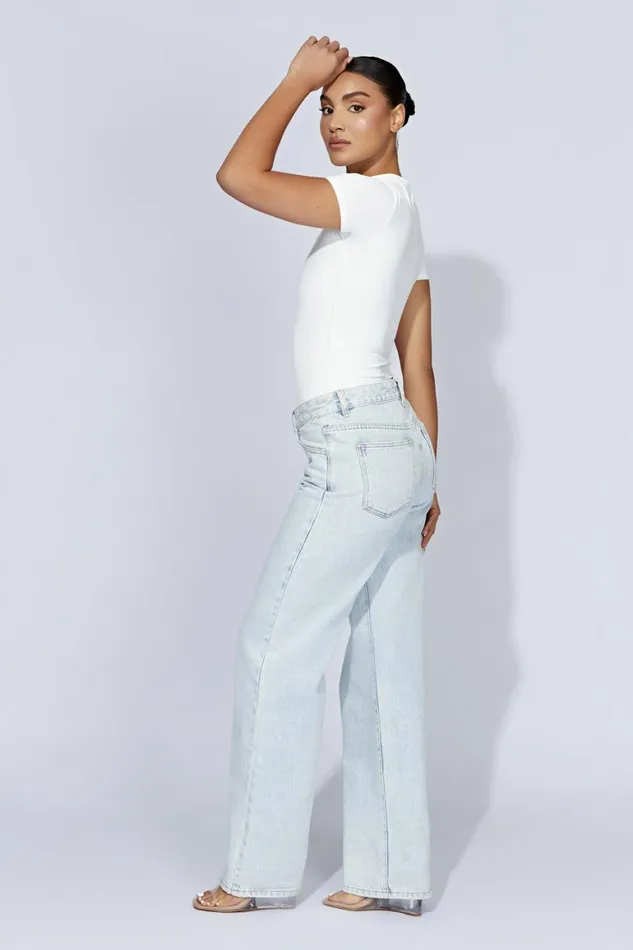 Women Francesca Crew Neck Short Sleeve Bodysuit 8211 White White Meshki Bodysuits