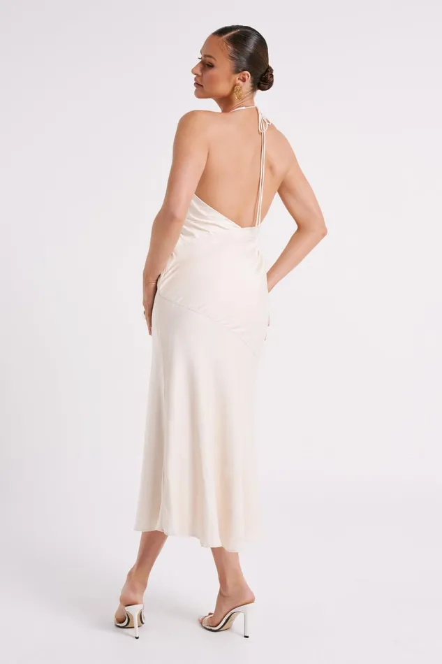 Women Geena Halter Midi Dress 8211 Sand Sand Meshki Bridal Shower