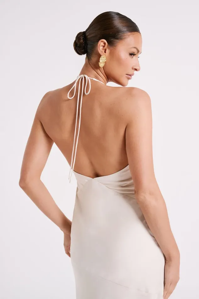 Women Geena Halter Midi Dress 8211 Sand Sand Meshki Bridal Shower