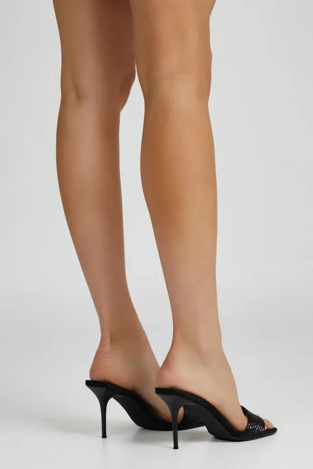 Women Geneva Square Diamante Mule 8211 Black Black Meshki Bridesmaids