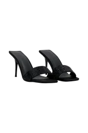Women Geneva Square Diamante Mule 8211 Black Black Meshki Bridesmaids