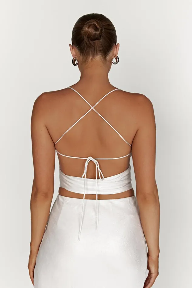 Women Georgie Wrap Over Tie Top 8211 Pearl Pearl Meshki Crop Tops