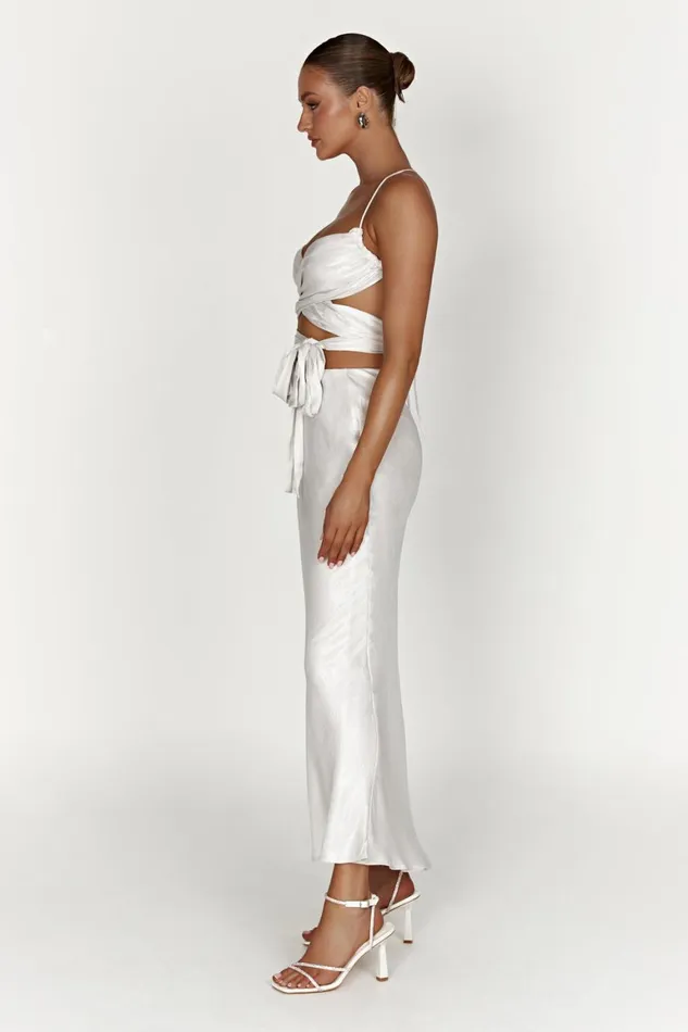 Women Georgie Wrap Over Tie Top 8211 Pearl Pearl Meshki Crop Tops