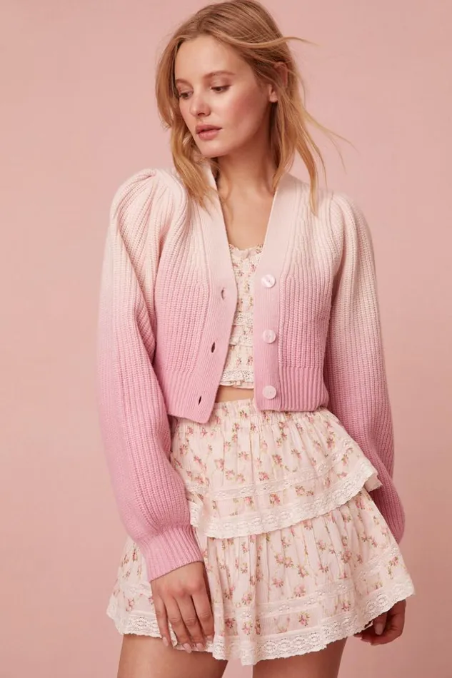 WomenGirls and Baby Avignon DipDyed Ombr Crop Cardigan Strawberry Sunset LoveShackFancy Sweaters