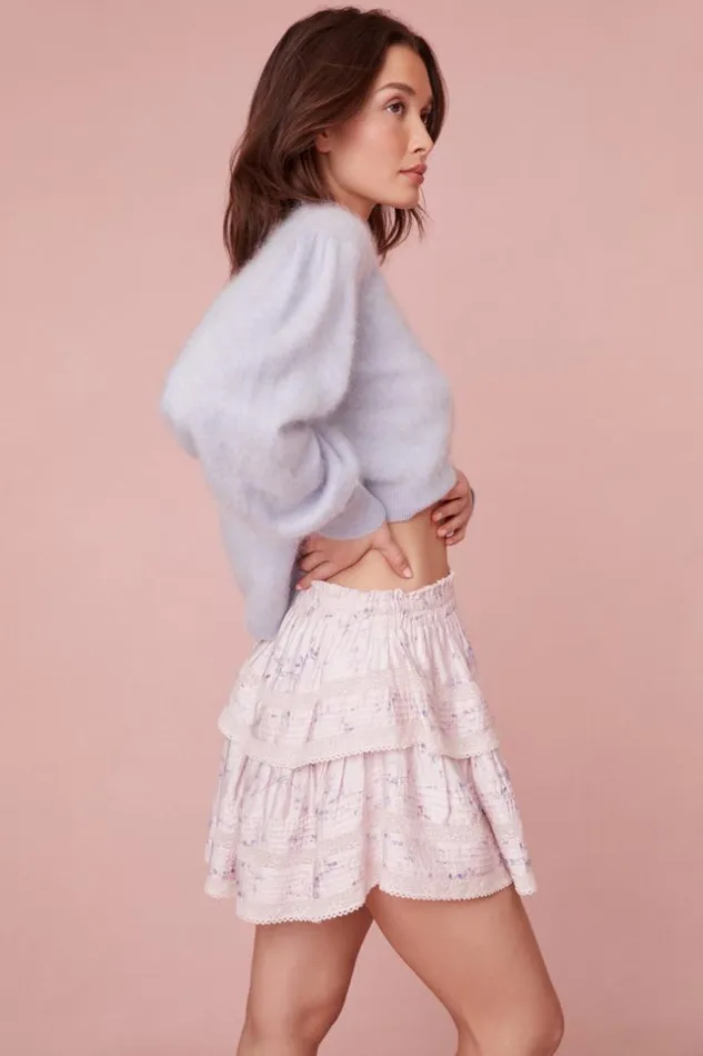 WomenGirls and Baby Ruffle Mini Floral Tiered Skirt Lavender Crema LoveShackFancy Skirts WomenGirls and Baby Ruffle Mini Floral Tiered Skirt Lavender Crema LoveShackFancy Skirts