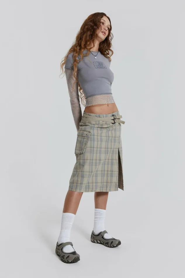 Women Giselle Check Cargo Midi Skirt Multi Jaded London Skirts