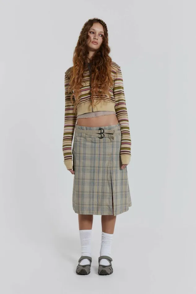 Women Giselle Check Cargo Midi Skirt Multi Jaded London Skirts