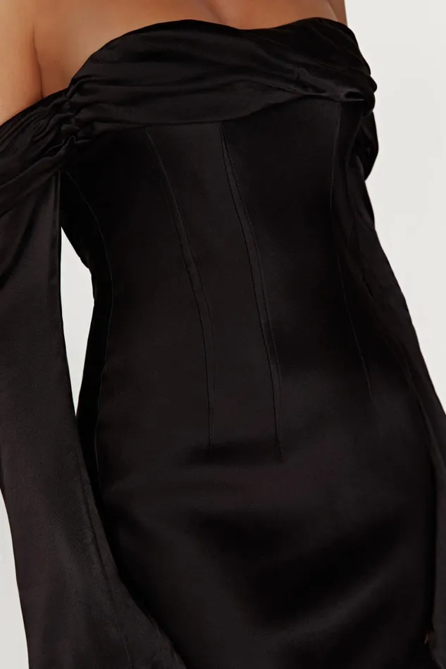 Women Giselle Off Shoulder Cowl Neck Maxi Dress 8211 Black Black Meshki Maxi Dresses