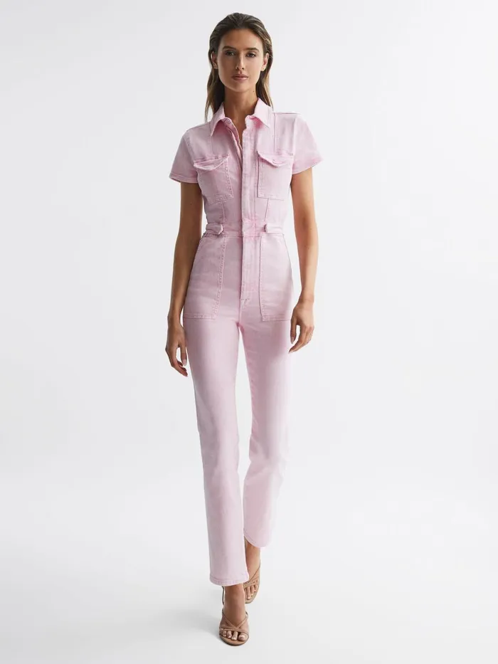 Women Good American Denim Jumpsuit Soft Pink Reiss Jumpsuits