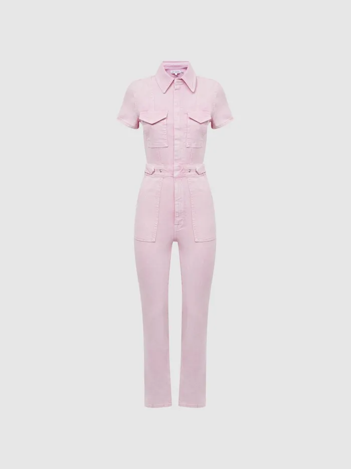 Women Good American Denim Jumpsuit Soft Pink Reiss Jumpsuits