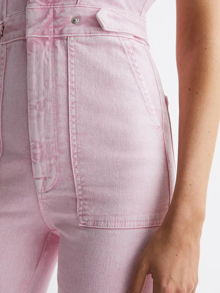 Women Good American Denim Jumpsuit Soft Pink Reiss Jumpsuits