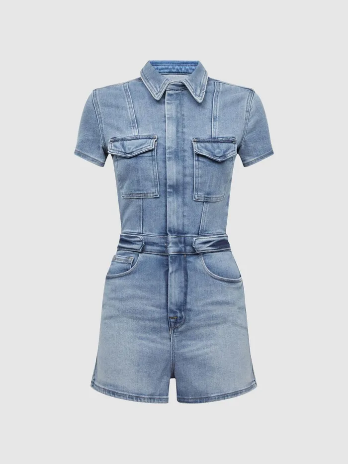 Women Good American Denim Playsuit Blue Reiss Jumpsuits