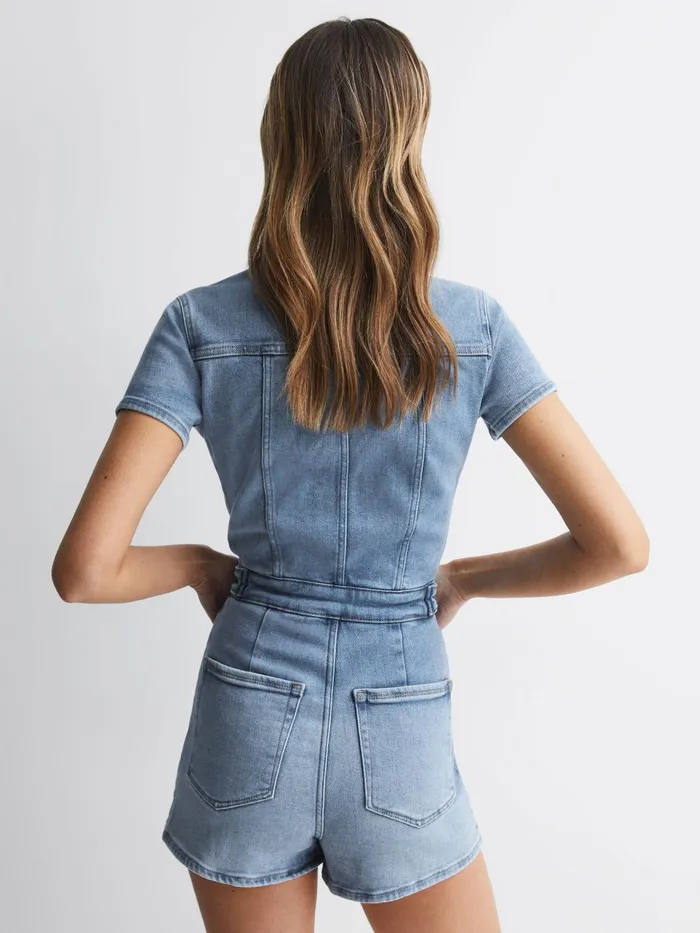 Women Good American Denim Playsuit Blue Reiss Jumpsuits