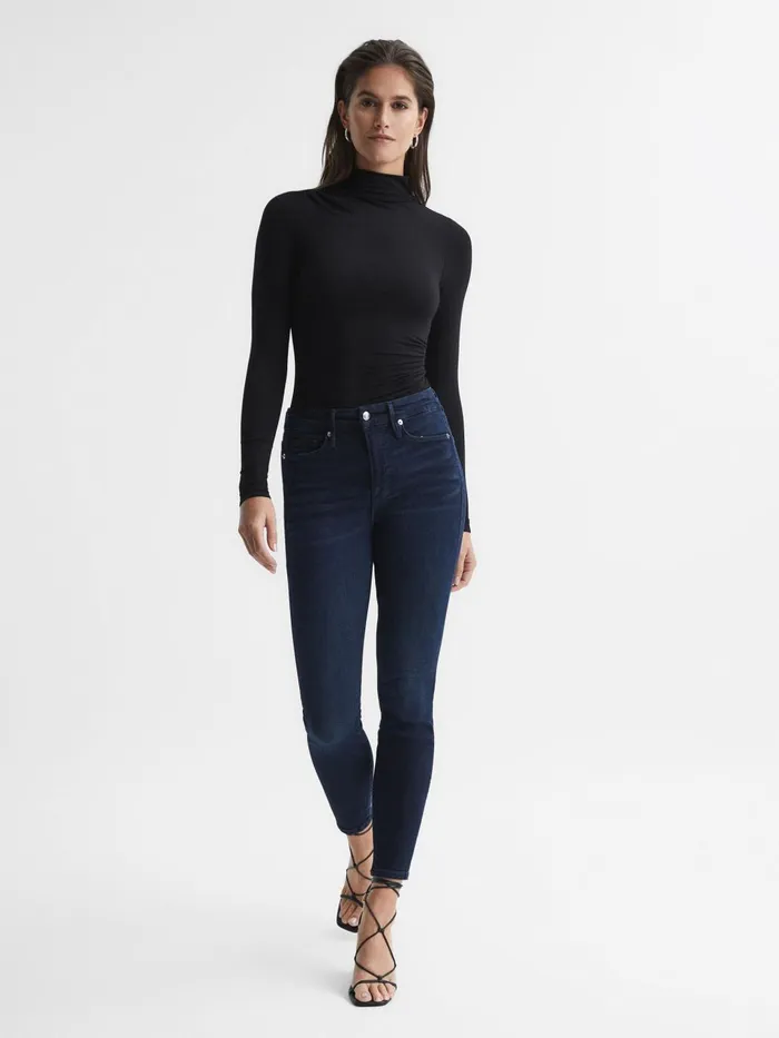 Women Good American Turtleneck Bodysuit Black Reiss Tops