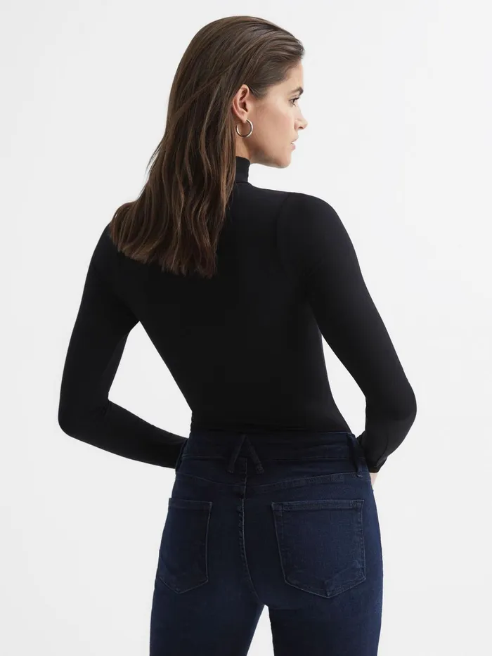 Women Good American Turtleneck Bodysuit Black Reiss Tops