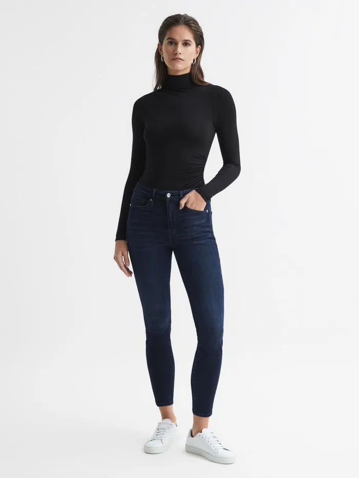 Women Good American Turtleneck Bodysuit Black Reiss Tops