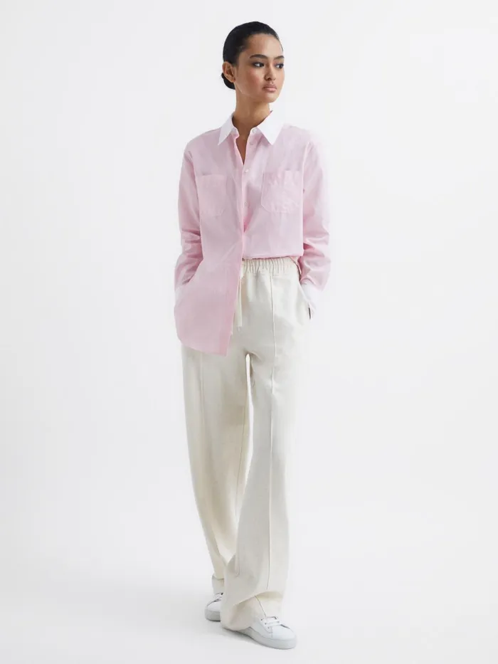 Women Grace Plain Plain Collared Shirt Pink Reiss Tops