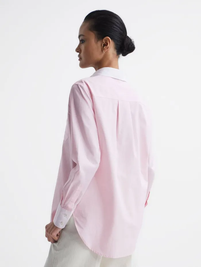 Women Grace Plain Plain Collared Shirt Pink Reiss Tops