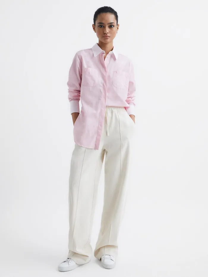 Women Grace Plain Plain Collared Shirt Pink Reiss Tops