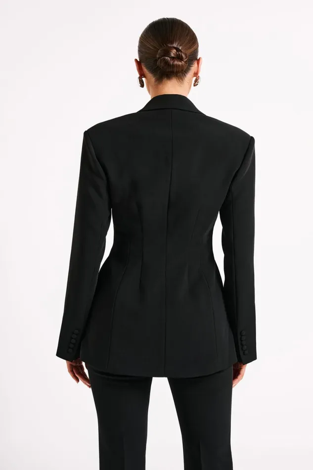 Women Greer Hourglass Suiting Blazer 8211 Black Black Meshki Blazers