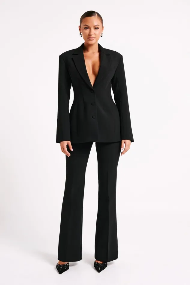 Women Greer Hourglass Suiting Blazer 8211 Black Black Meshki Blazers