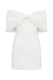 Women Gwyneth Off Shoulder Bow Mini Dress 8211 White White Meshki Mini Dresses
