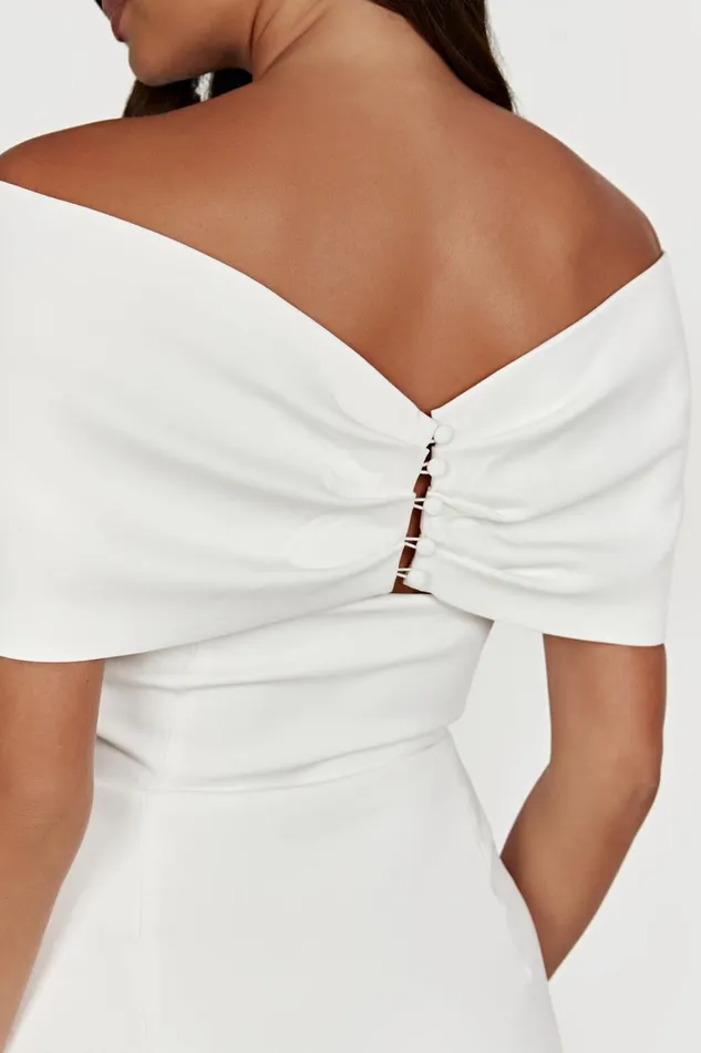 Women Gwyneth Off Shoulder Bow Mini Dress 8211 White White Meshki Mini Dresses