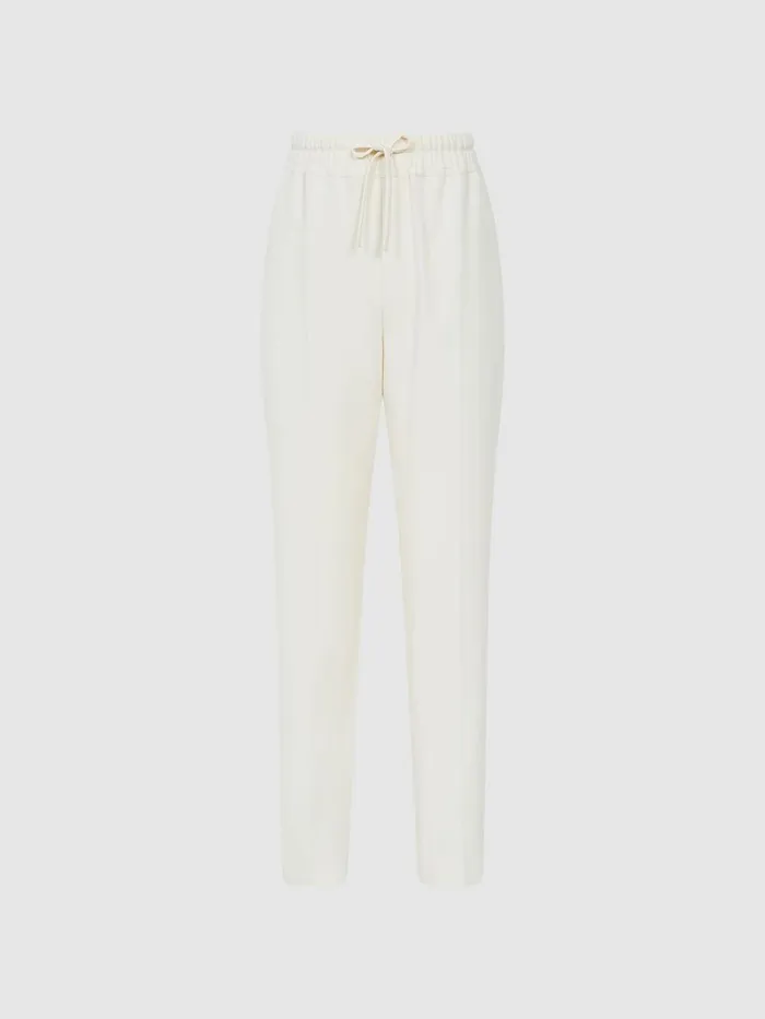 Women Hailey PullOn Tapered Trousers Cream Reiss Trousers