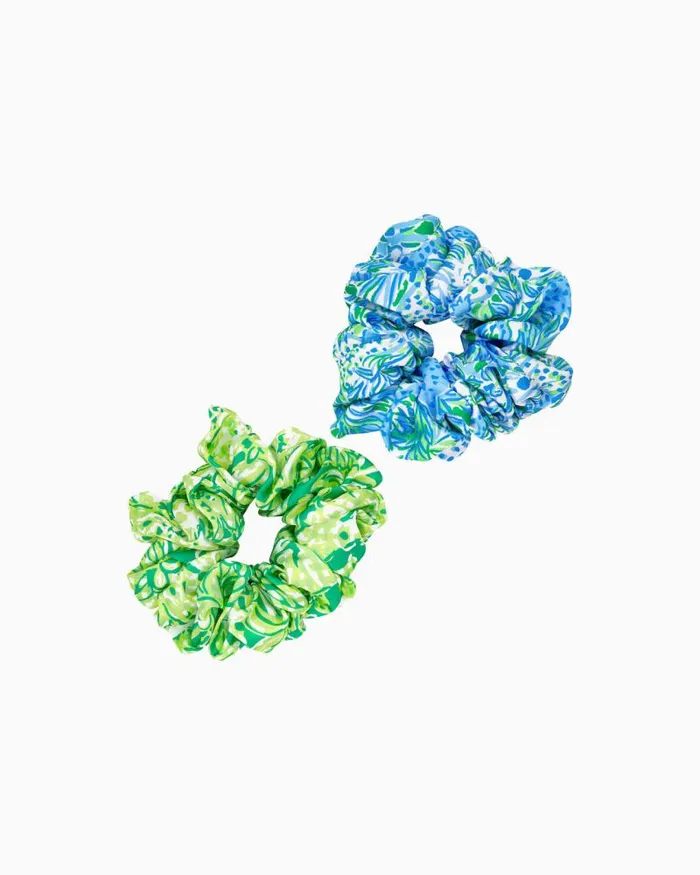 Women Hats and Hair Lilly Pulitzer Oversized Scrunchie Set Hydra Blue Dandy Lions