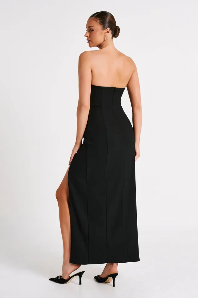 Women Haven Strapless Rose Maxi Dress 8211 Black Black Meshki Maxi Dresses