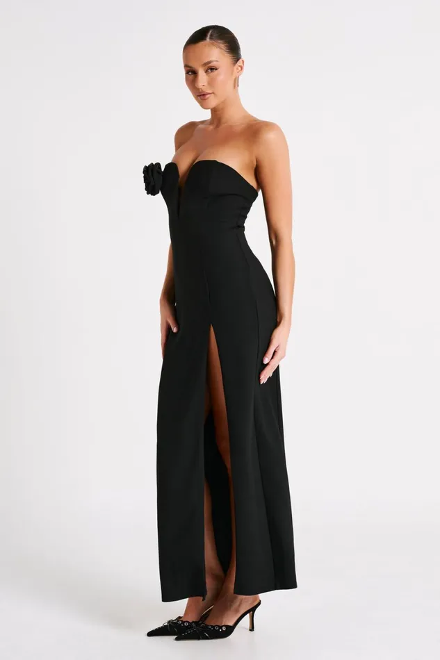 Women Haven Strapless Rose Maxi Dress 8211 Black Black Meshki Maxi Dresses