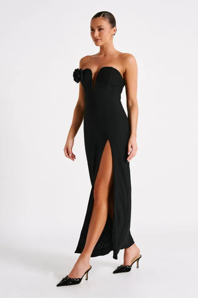 Women Haven Strapless Rose Maxi Dress 8211 Black Black Meshki Maxi Dresses