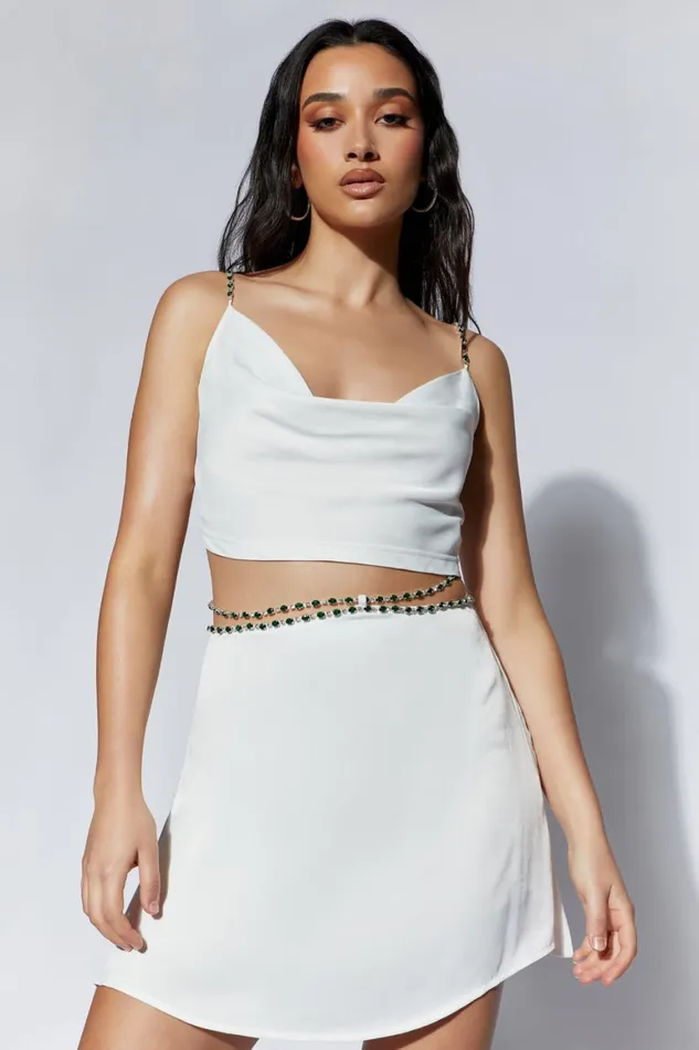 Women Havva Diamante Top 8211 White White Meshki Crop Tops