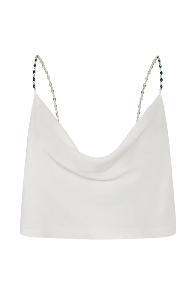 Women Havva Diamante Top 8211 White White Meshki Crop Tops