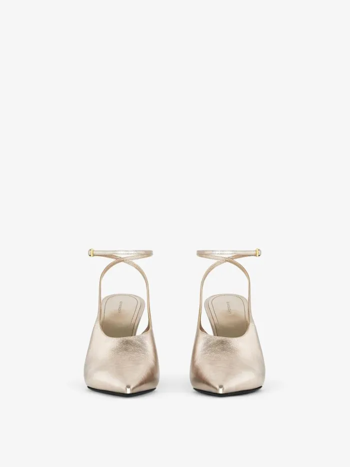 Women Heels Givenchy Show Slingbacks In Laminated Leather Dusty Golden