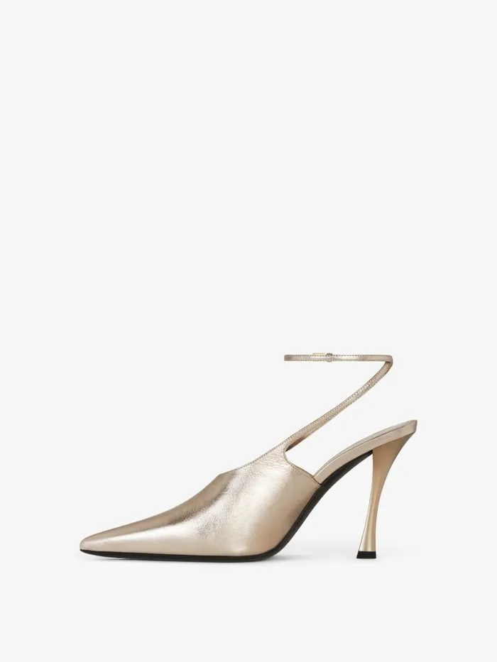 Women Heels Givenchy Show Slingbacks In Laminated Leather Dusty Golden