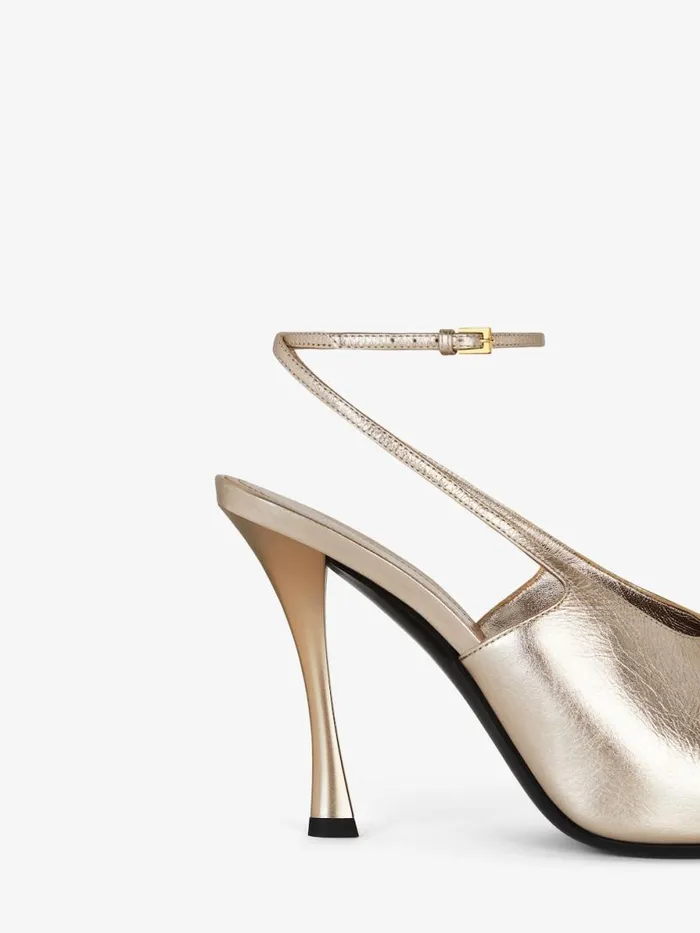Women Heels Givenchy Show Slingbacks In Laminated Leather Dusty Golden