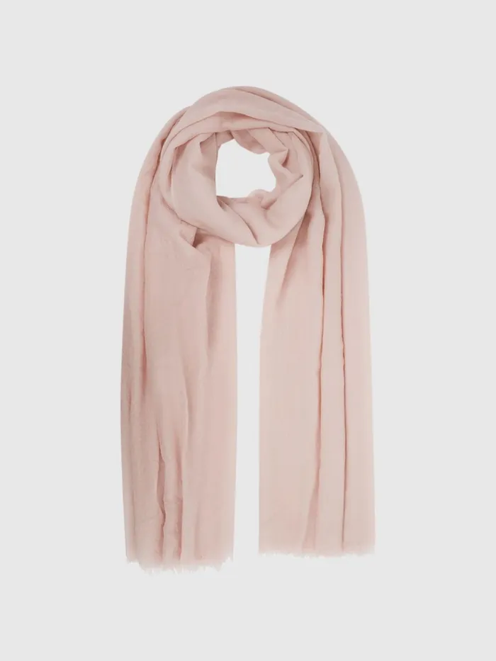 Women Heidi Cashmere Lightweight Scarf Biscuit Reiss Scarves Hats and Gloves