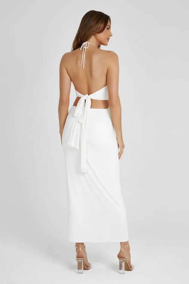 Women Heidi Recycled Nylon Pin Detail Midi Dress 8211 White White Meshki Midi Dresses