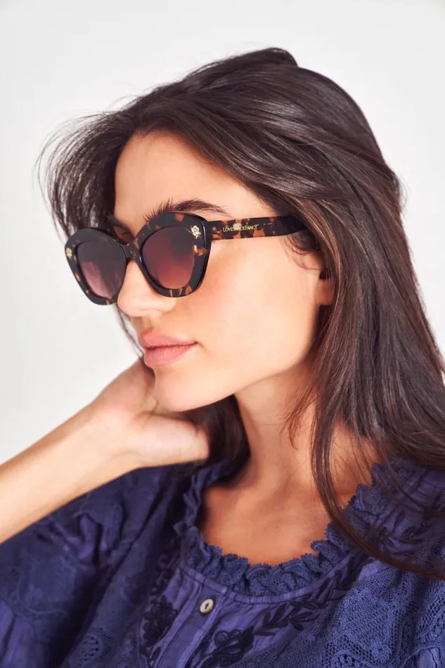 Women Hessel Cat Eye Sunglasses Light Tortoise LoveShackFancy Sunglasses