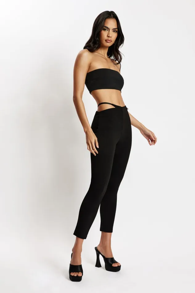 Women Irene Pants With V Front Cut Out 8211 Black Black Meshki Pants