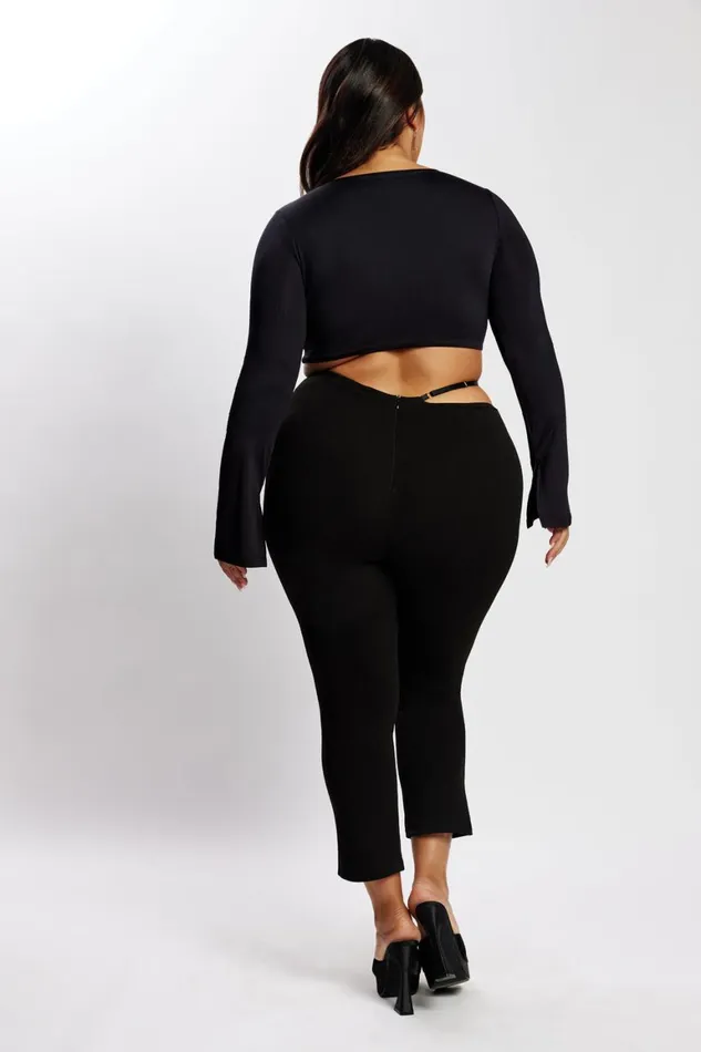 Women Irene Pants With V Front Cut Out 8211 Black Black Meshki Pants