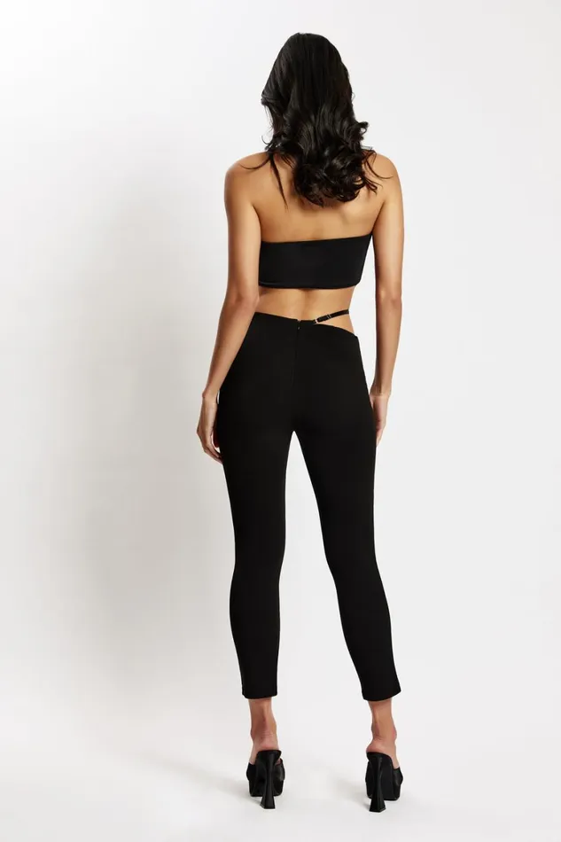 Women Irene Pants With V Front Cut Out 8211 Black Black Meshki Pants