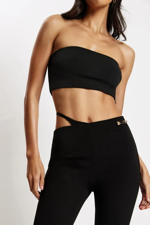 Women Irene Pants With V Front Cut Out 8211 Black Black Meshki Pants